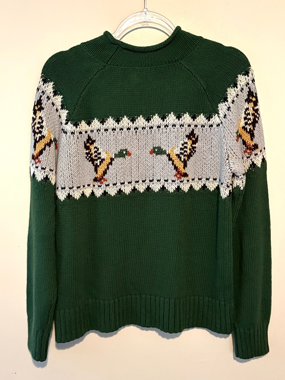 LL Bean signature cotton rollneck green mallard duck sweater - Picture 4 of 6
